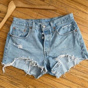 Levi's Light Blue Distressed Jean Shorts